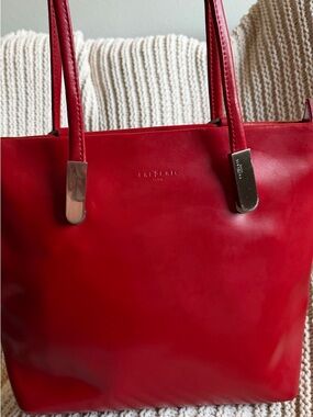 Chic Frederic T Paris Red Leather Convertible Backpack Tote EUC